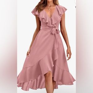 Pink summer maxi wrap dress